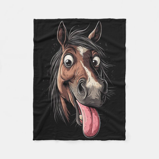Cooles Pferd mit Zungenpferden auf dem Pferd Fleecedecke (Vorderseite)