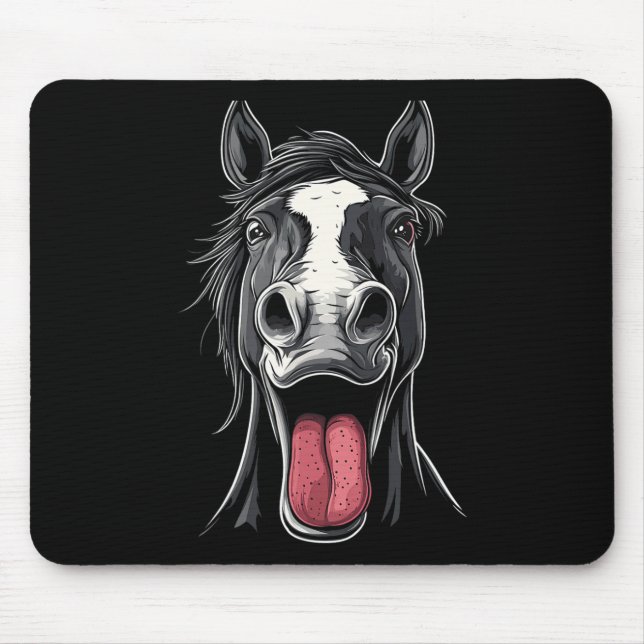 Cooles Pferd mit Zungenpferden auf dem Pferd Mousepad (Vorne)