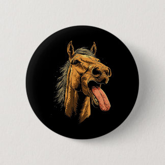 Cooles Pferd mit Zungenpferden auf Pferdebasis Button