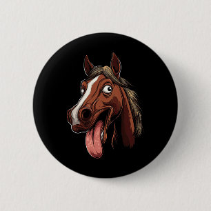 Cooles Pferd mit Zungenpferden auf Pferdebasis Button
