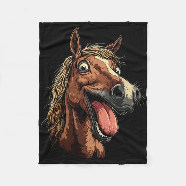 Cooles Pferd mit Zungenpferden auf Pferdebasis Fleecedecke (Vorderseite)