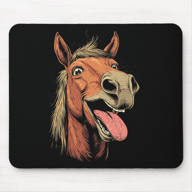 Cooles Pferd mit Zungenpferden auf Pferdebasis Mousepad (Vorne)