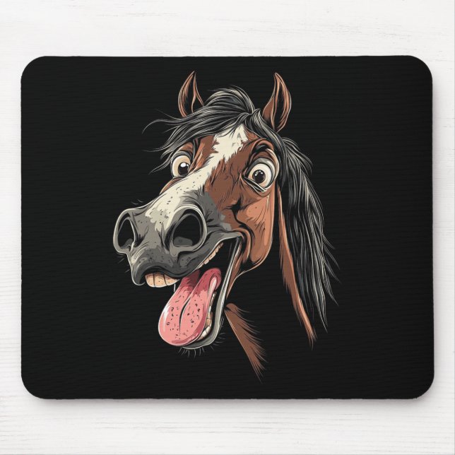 Cooles Pferd mit Zungenpferden auf Pferdebasis Mousepad (Vorne)