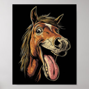 Cooles Pferd mit Zungenpferden auf Pferdebasis Poster