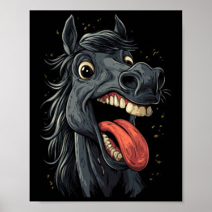 Cooles Pferd mit Zungenpferden auf Pferdebasis Poster