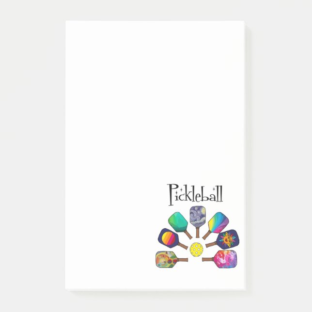Cooles Pickleball-Rainbow Post-it Klebezettel (Vorderseite)