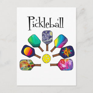 Cooles Pickleball-Rainbow Postkarte