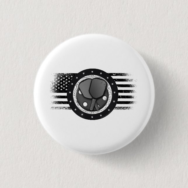 Cooles Pickleball Sport USA Grunge Flag - Pickleba Button (Vorderseite)