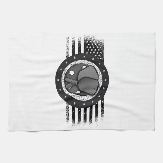 Cooles Pickleball Sport USA Grunge Flag - Pickleba Geschirrtuch (Horizontal)