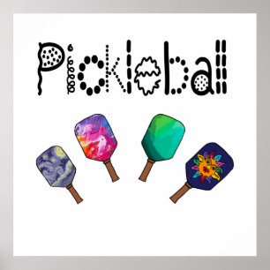 Cooles Pickleball und Paddles Sportart Poster