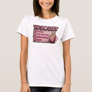 Cooles Pinkes KAFFEE SPIEL MIT DER KATZE Art Desig T-Shirt