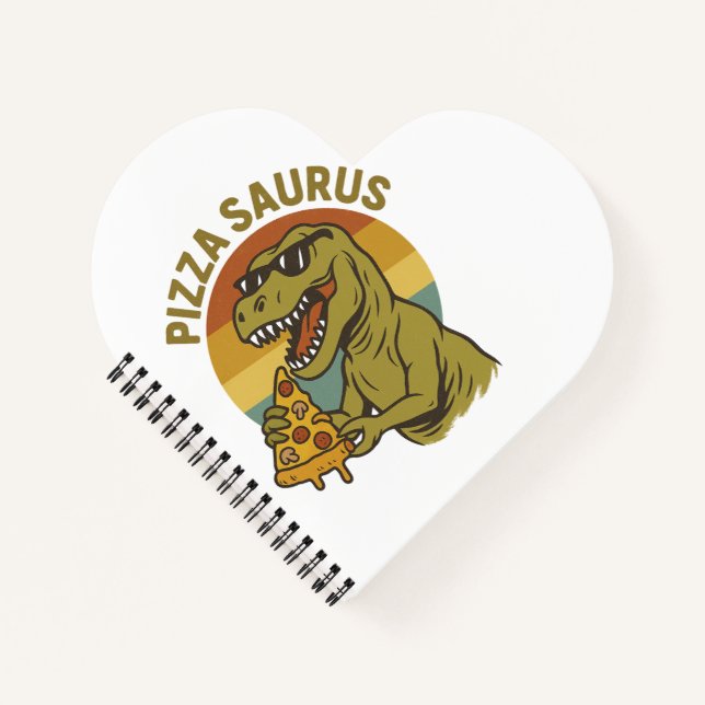 Cooles Pizza-Dino im Retro-Stil Notizbuch (Vorderseite)