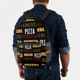 Cooles Pizza Pepperoni-Käsekrste-Textmuster Bedruckter Rucksack
