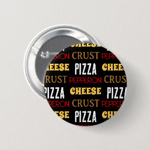 Cooles Pizza Pepperoni-Käsekrste-Textmuster Button