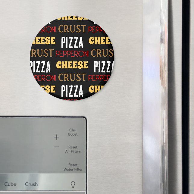 Cooles Pizza Pepperoni-Käsekrste-Textmuster Magnet (In Situ (Kühlschrank))