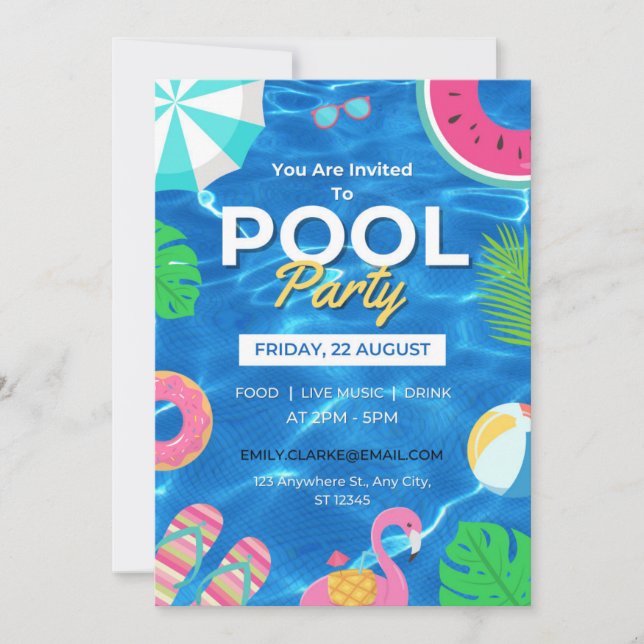 Cooles Pool-Party | Einladung zum Geburtstag (Vorderseite)