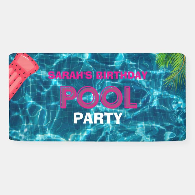 Cooles Pool-Party | Einladung zum Geburtstag Banner (Horizontal)