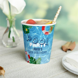 Cooles Pool-Party | Einladung zum Geburtstag Pappbecher