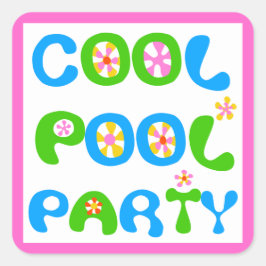Cooles Pool-Party Quadratischer Aufkleber