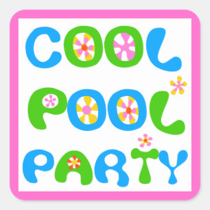 Cooles Pool-Party Quadratischer Aufkleber