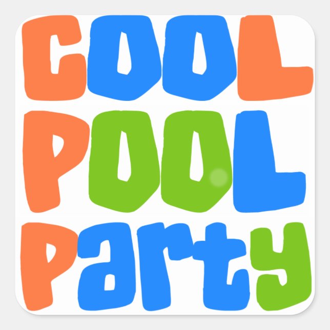 Cooles Pool-Party Quadratischer Aufkleber (Vorderseite)