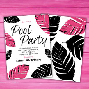 Cooles Pool Party Rosa Sommerfest Geburtstagsparty Einladung
