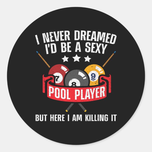 Cooles Pool-Player-Design für Männer Frauen Pool B Runder Aufkleber (Vorderseite)