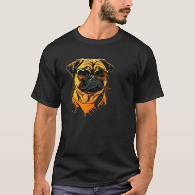 Cooles Pug-Gesicht T-Shirt (Vorderseite)