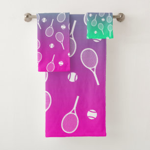 Cooles Racquets-Muster im Retro-Tennis Badhandtuch Set