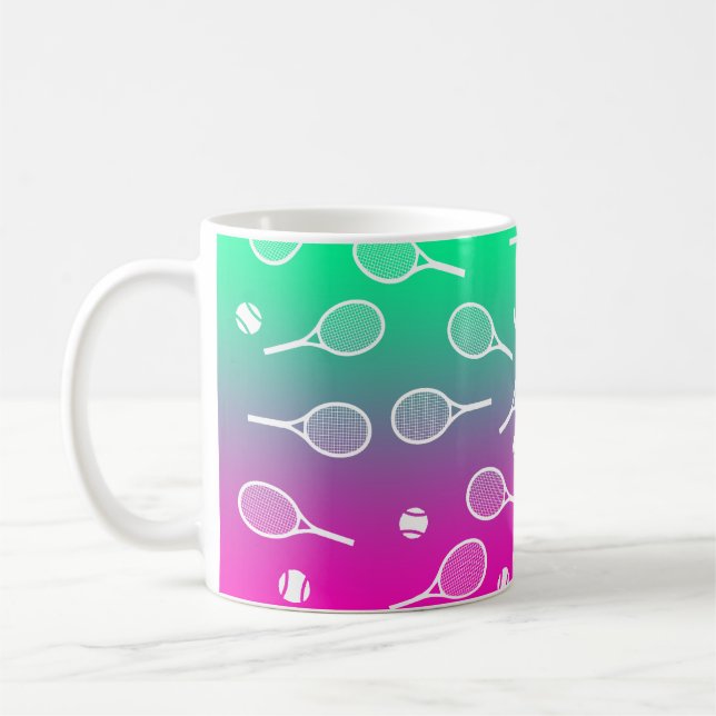 Cooles Racquets-Muster im Retro-Tennis Kaffeetasse (Links)