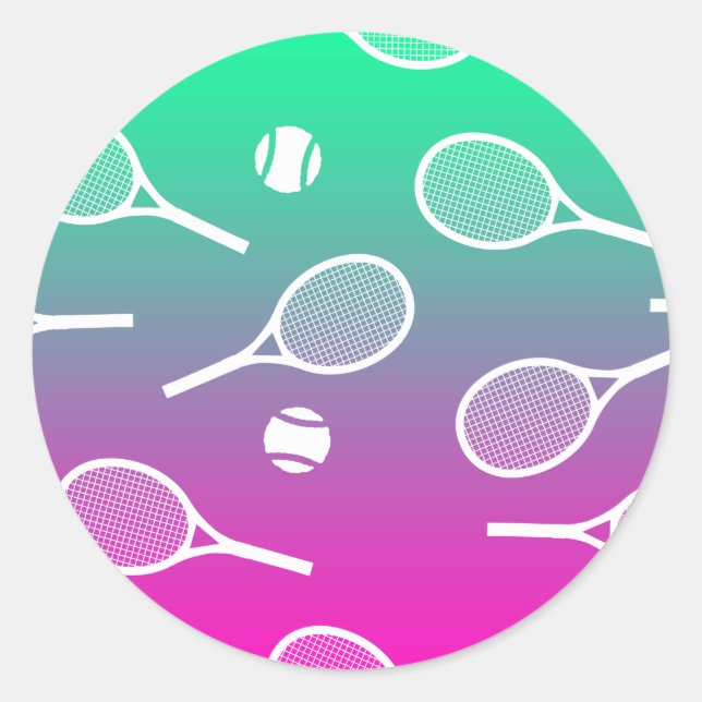 Cooles Racquets-Muster im Retro-Tennis Runder Aufkleber (Vorderseite)