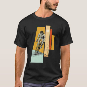 Cooles Radfahren auf einem Vintagen Weg Retro Bicy T-Shirt