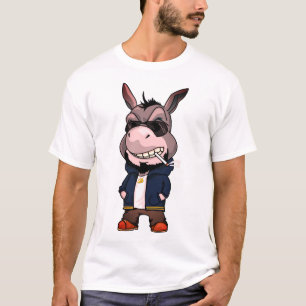 Cooles Rauchen Donkey Tierischer Cartoon T-Shirt