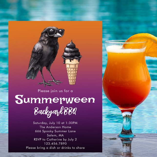 Cooles Raven Black Ice Creme Sommerliches Party Einladung (Von Creator hochgeladen)