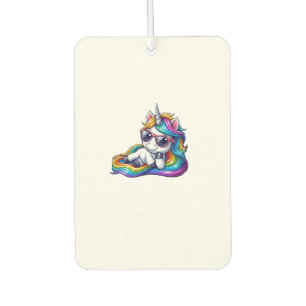 Cooles Regenbogen-Einhorn mit Sonnenbrille Relaxen Autolufterfrischer
