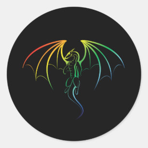 Cooles Regenbogen-Mythisches DrachenEmblem Runder Aufkleber