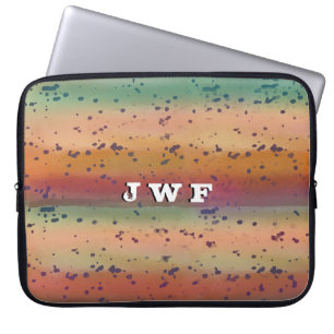 Cooles Regenbogenhautmuster mit Monogramm Laptopschutzhülle
