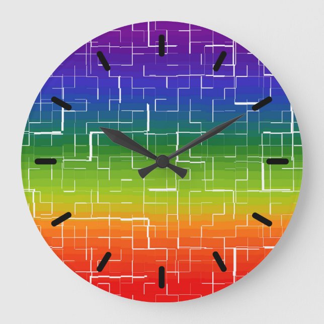 Cooles Regenbogenmuster Große Wanduhr (Vorderseite)