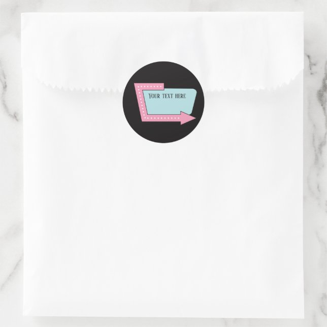 cooles Retro 50er Diner mit Textzeichen Runder Aufkleber (Tasche)