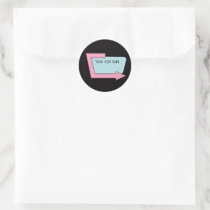 cooles Retro 50er Diner mit Textzeichen Runder Aufkleber