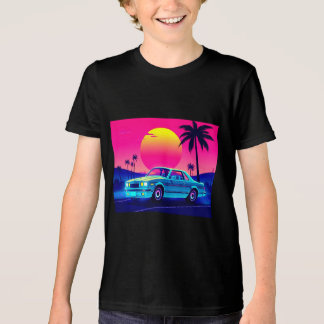 Cooles Retro 80er Neon Muskelauto Kinder T-Shirt Tri-Blend Shirt
