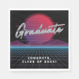 Cooles Retro 80er Synthwave New Wave Grad Party Serviette