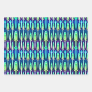 Cooles Retro Abstrakt Mushroom Kristallmuster Geschenkpapier Set