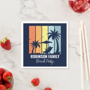 Cooles Retro Beach Party Custom Navy Blue Serviette