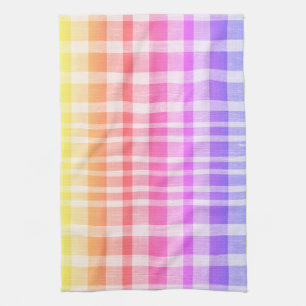 Cooles Retro Blau Gelb Rosa Textur Kariertes Muste Geschirrtuch