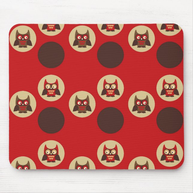 Cooles Retro-Eule- und Kreismuster Mousepad (Vorne)