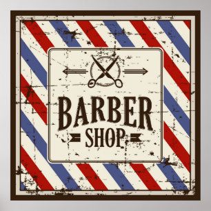 cooles Retro-Geschäft im Barbershop Vintag Poster