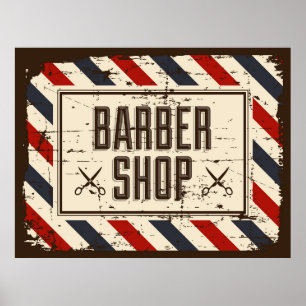 cooles Retro-Geschäft im Barbershop Vintag Poster