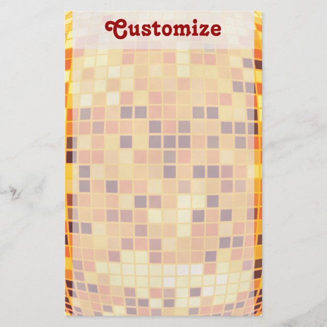 Cooles Retro Golden Disco Ball Briefpapier (Vorderseite)