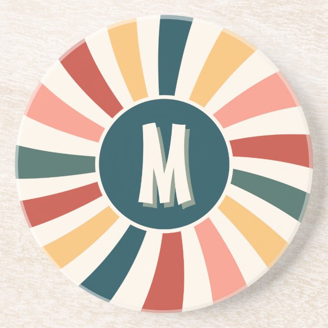 Cooles Retro-Muster-Monogramm  Getränkeuntersetzer (Vorne)